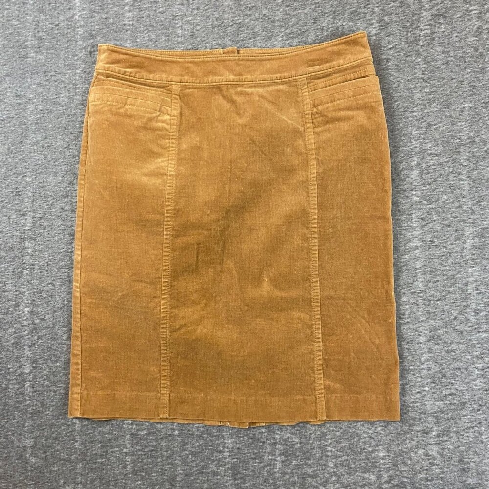 Ann Taylor Womens Brown Corduroy Pencil Skirt Size 10 Knee Length Cotton Stretch